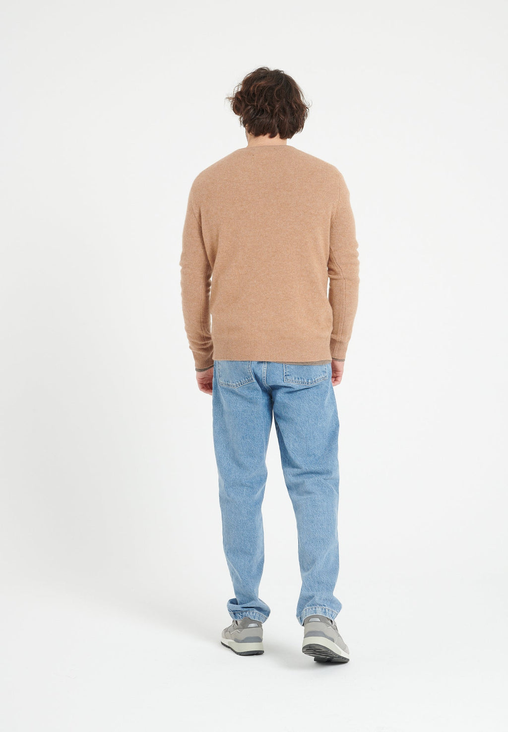 LUKE 14 Camel 4-thread cashmere round-neck sweater