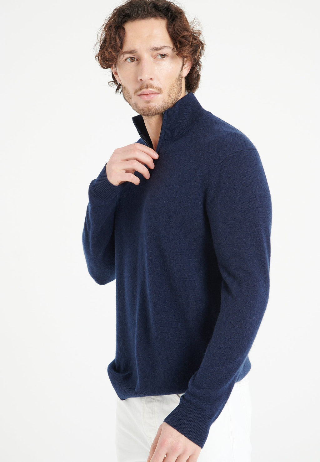 LUKE 4 Navy cashmere trucker sweater