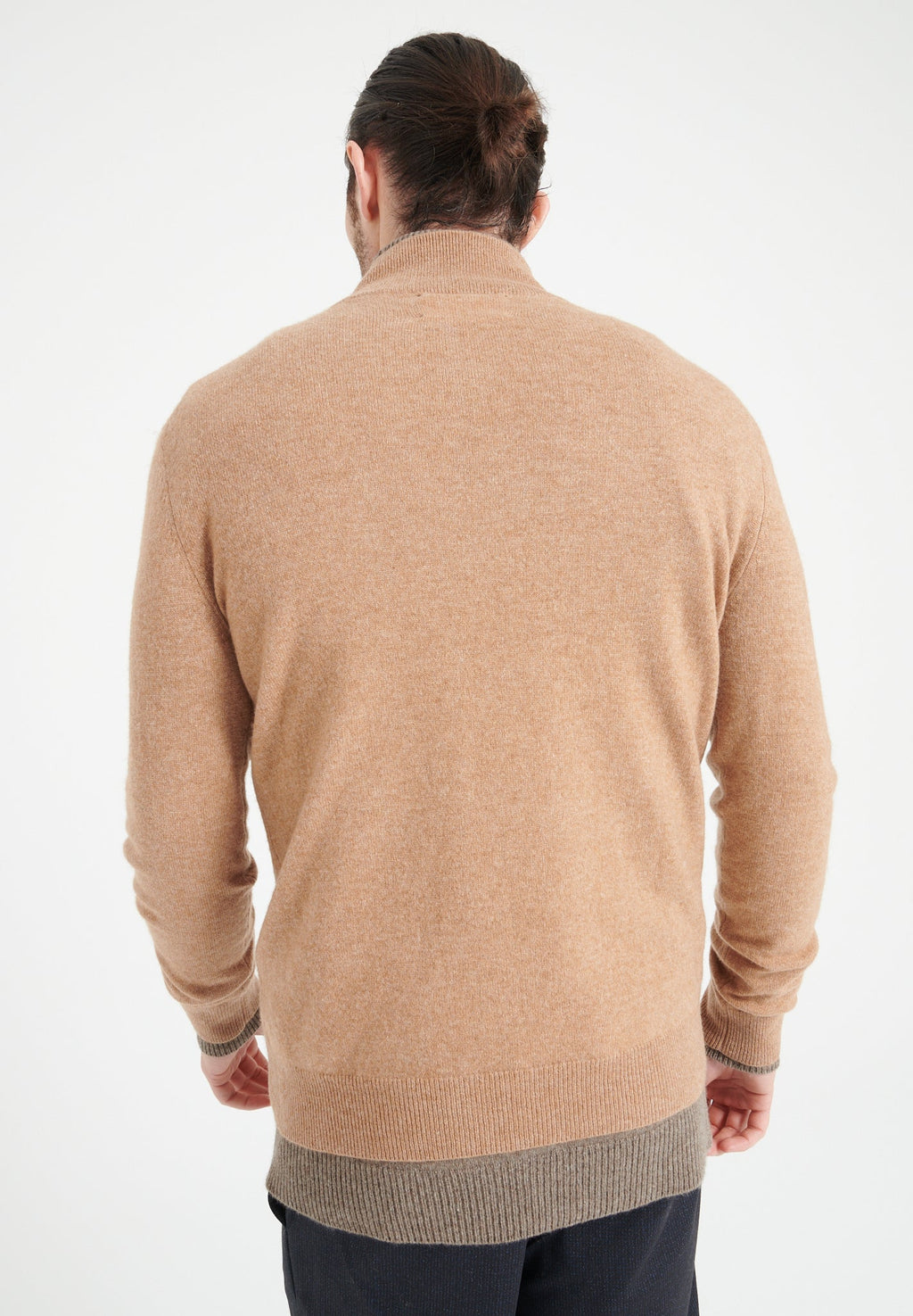 LUKE 4 Camel cashmere trucker sweater