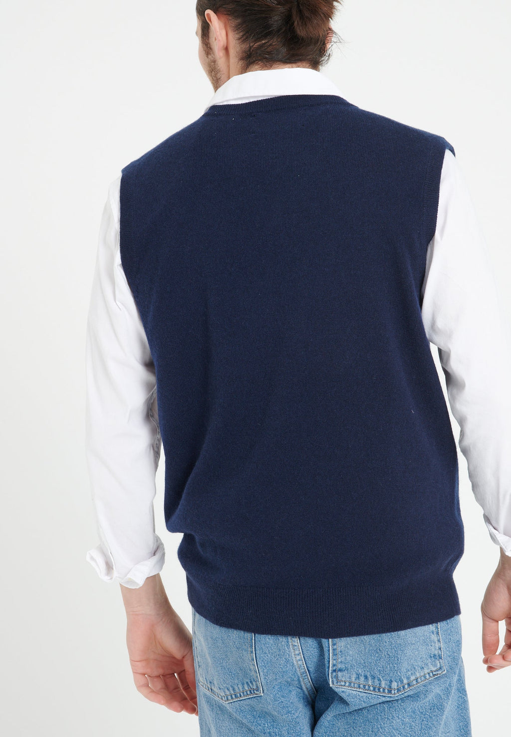 LUKE 9 Sleeveless cashmere cardigan in navy blue