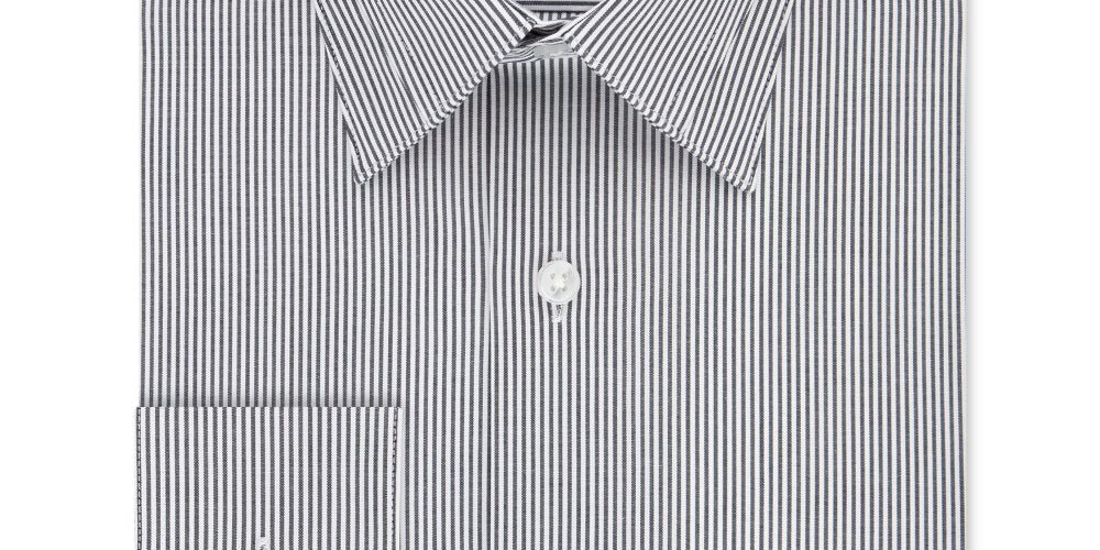 Calvin Klein Men's Classic Fit Non Iron Performance Stretch Stripe Dress Shirt Gray Size 17  32-33