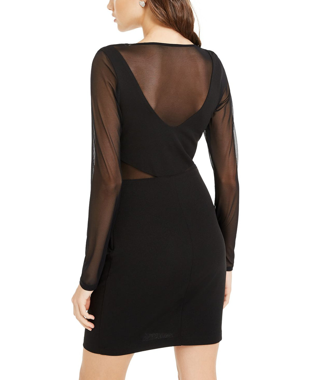 Teeze Me Women's Long Sleeve Short Sheath Evening Dress Black Size 13