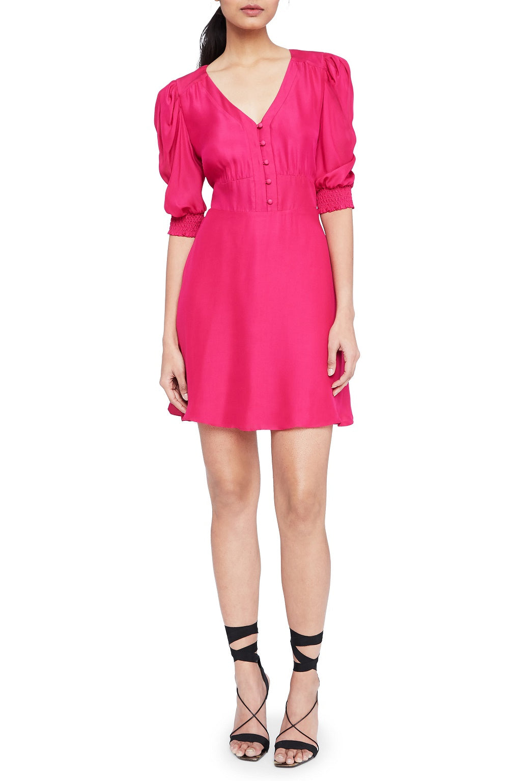 Parker Women's Lottie Front Button Silk Blend Minidress Pink Size 10