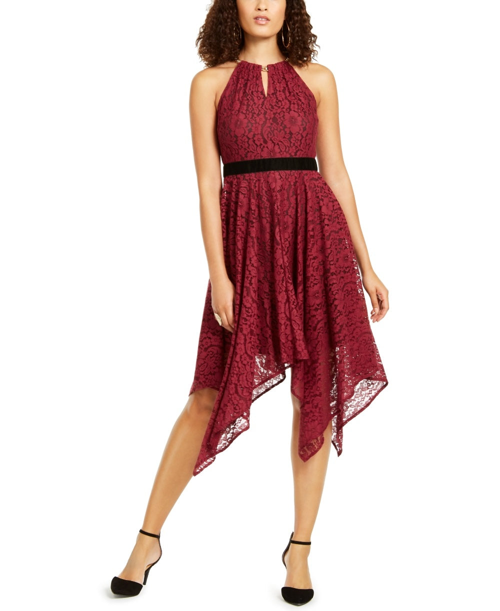 Thalia Sodi Women's Chain Neck Lace Dress Red Size Small