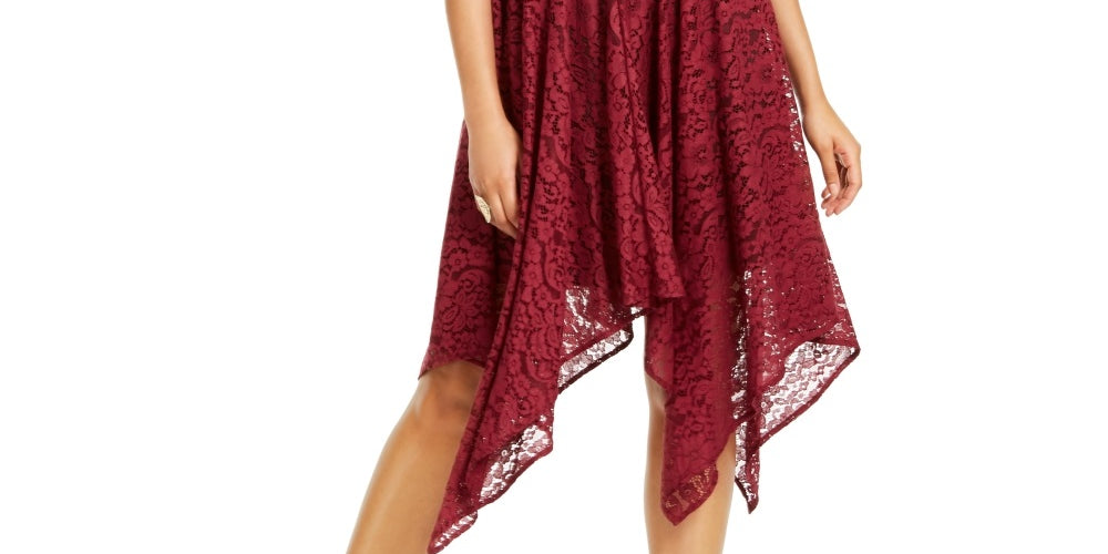 Thalia Sodi Women's Chain Neck Lace Dress Red Size Small
