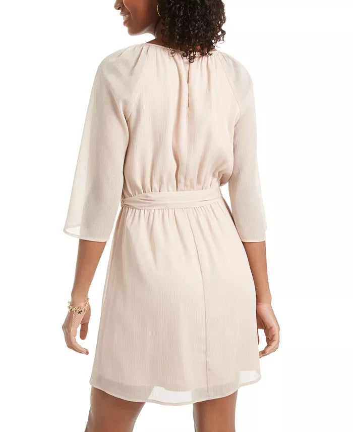 City Studios Juniors' Tie-Waist Metallic Dress Gold Size Large