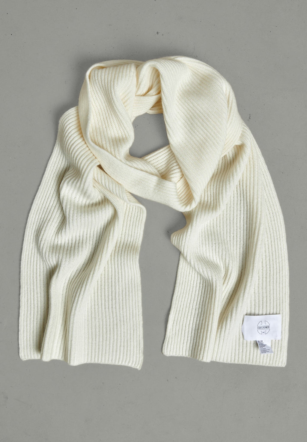 UNI 10 Ecru white 4-thread cashmere English rib scarf