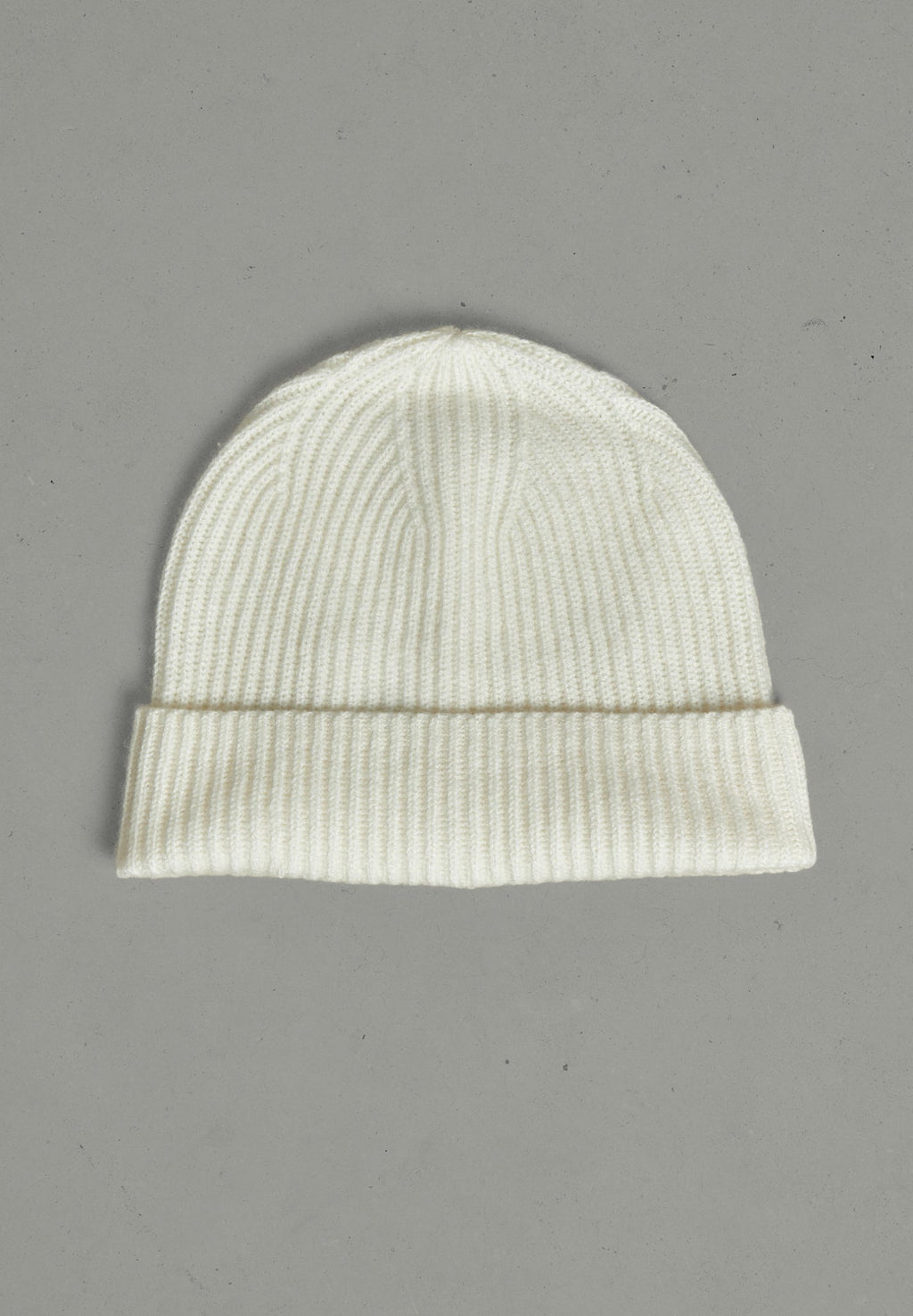 UNI 11 4-thread cashmere English rib beanie in ecru white