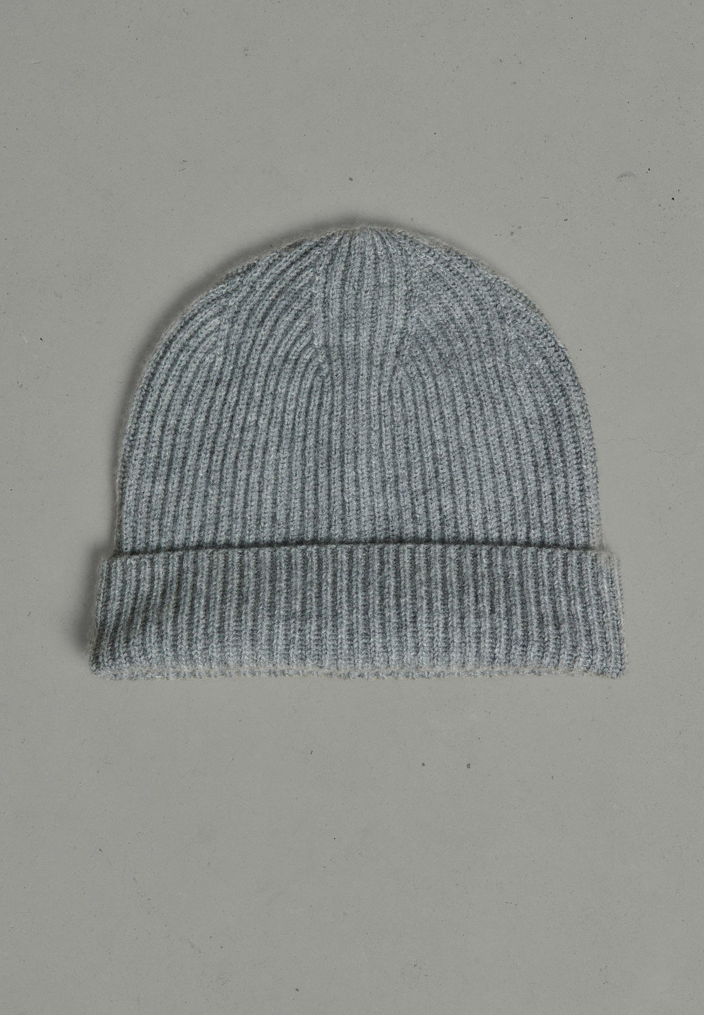 UNI 11 4-thread cashmere English rib beanie in light grey