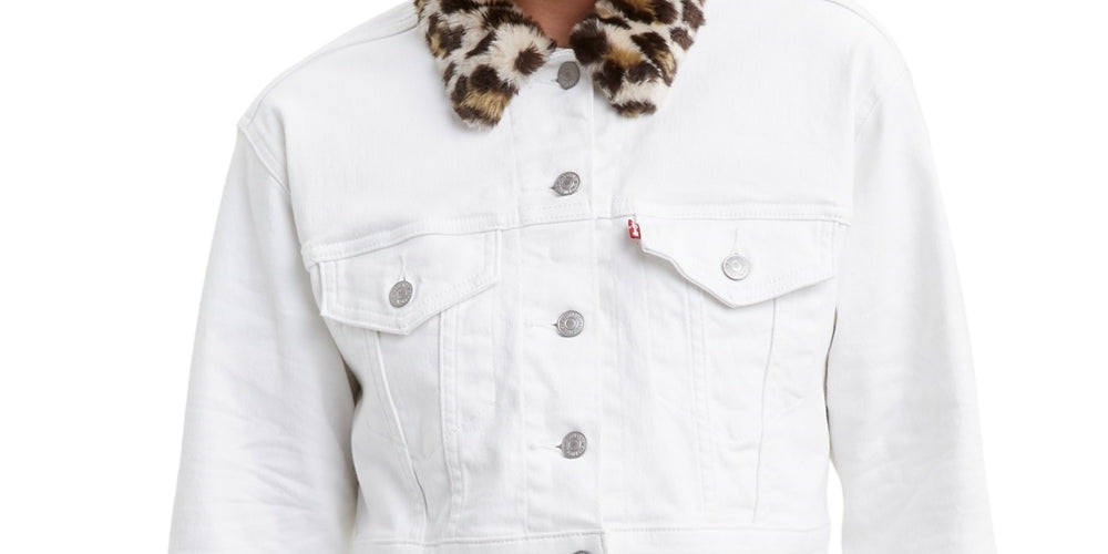 Levi's Women's Limited Cropped Denim Trucker Jacket White Size X-Small