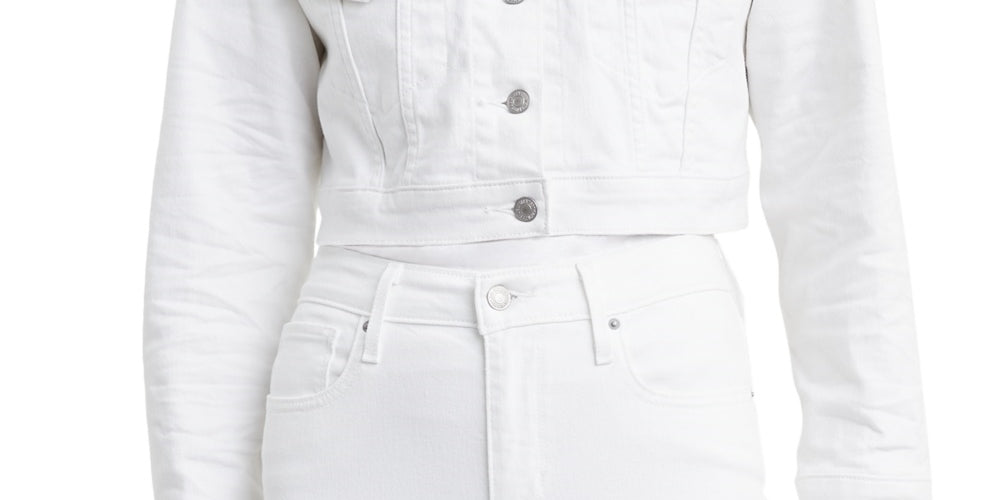 Levi's Women's Limited Cropped Denim Trucker Jacket White Size X-Small