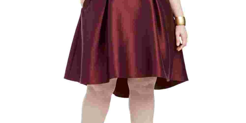 Teeze Me Women's Trendy Velvet Top Dress Red Size 20