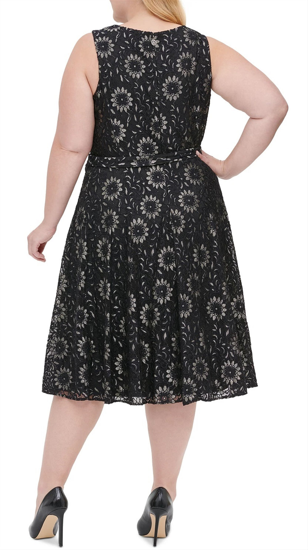 Tommy Hilfiger Women's Floral Sleeveless V Neck Party Dress Gray Size 22W