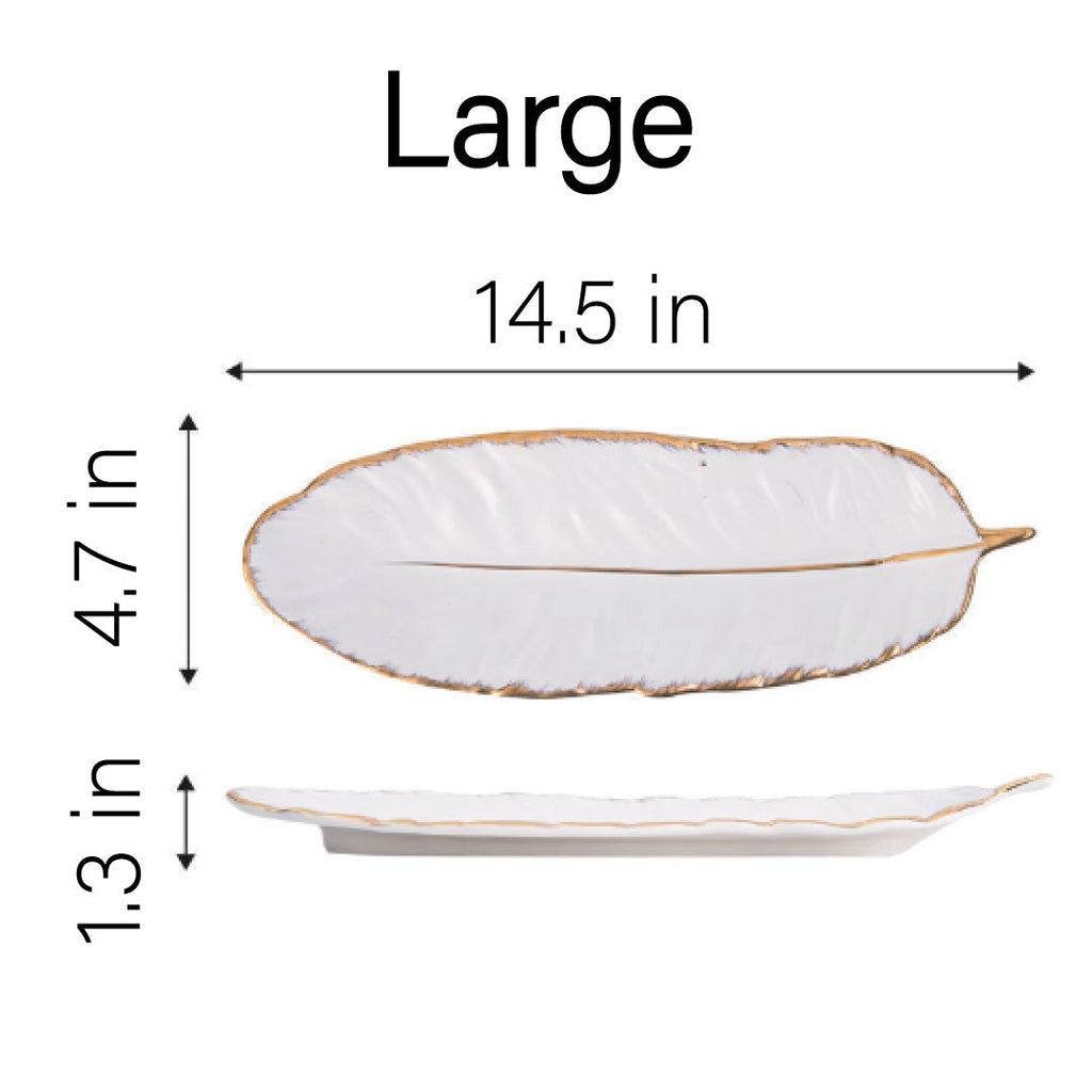 Leaf 14in White Porcelain Plate