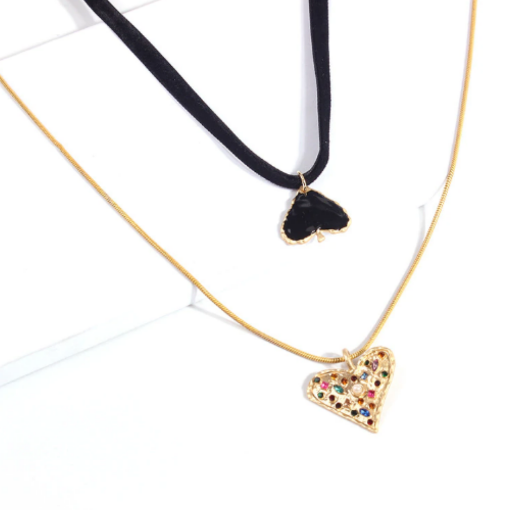 Spade & Heart Necklace Set