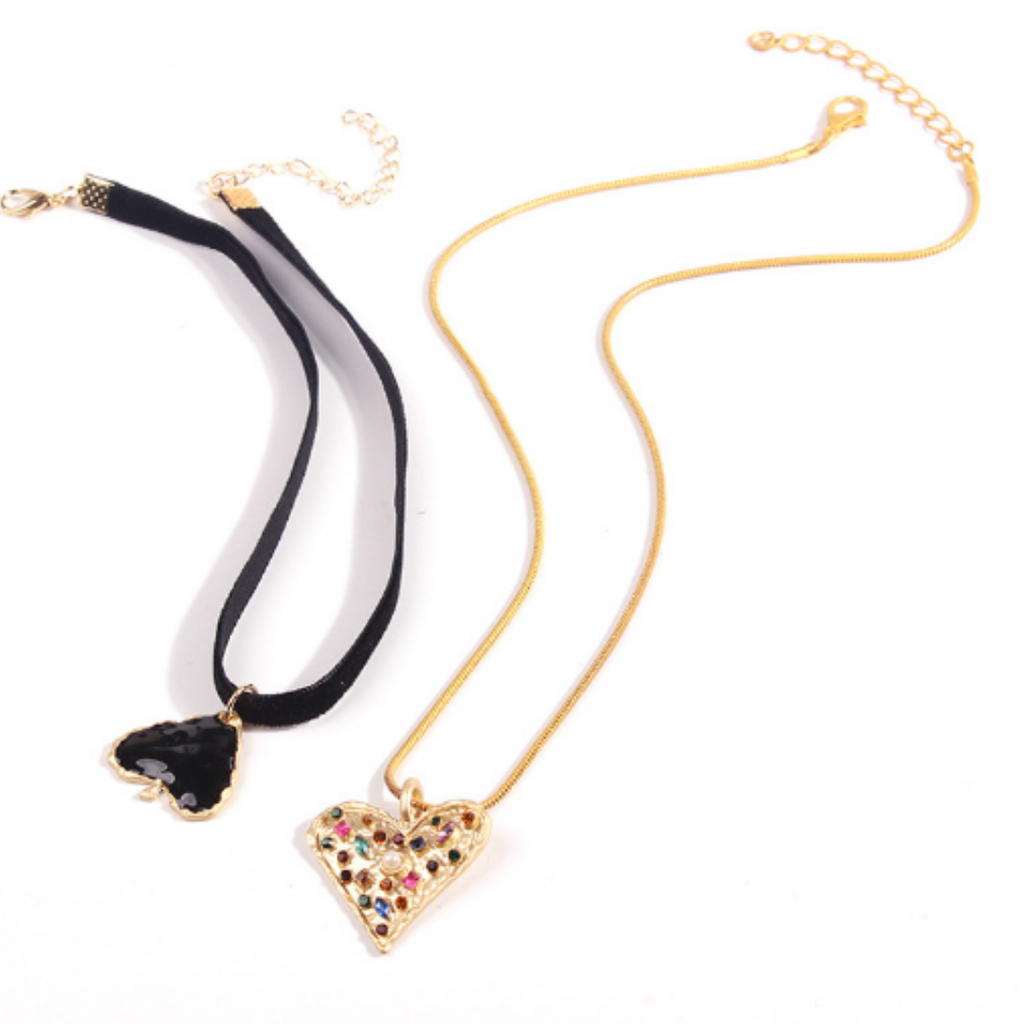 Spade & Heart Necklace Set