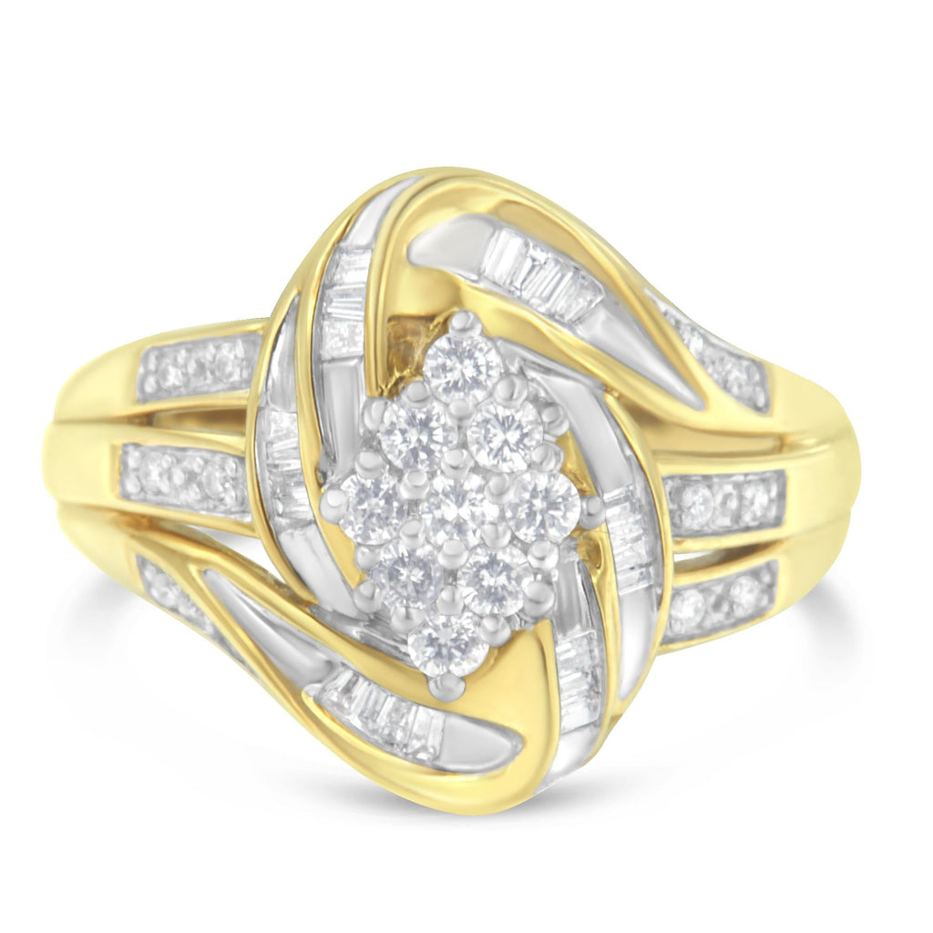 10KT Yellow Gold Diamond Cocktail Ring (1/2 cttw, H-I Color, SI2-I1 Clarity