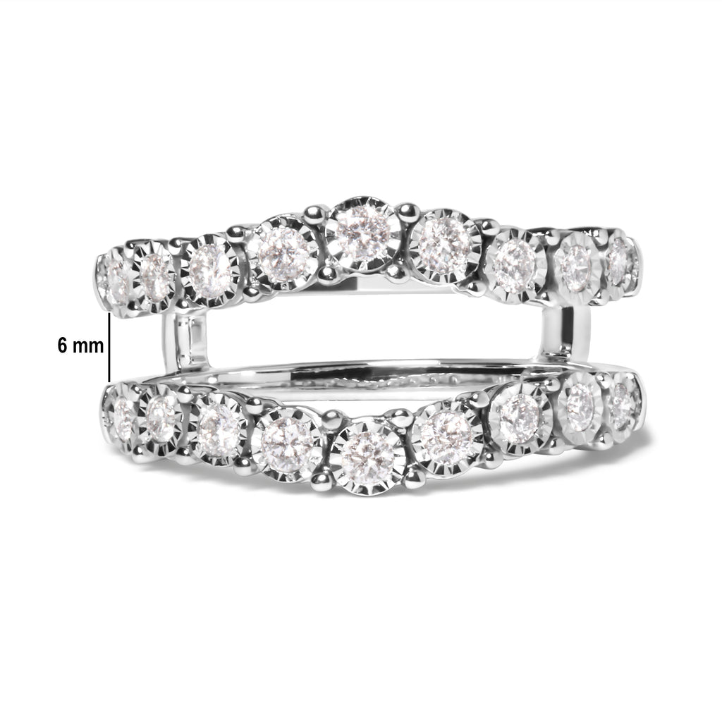 14k White Gold 1/2 Cttw Miracle Set Diamond Enhancer Wrap Ring Guard (H-I Color, I1-I2 Clarity)