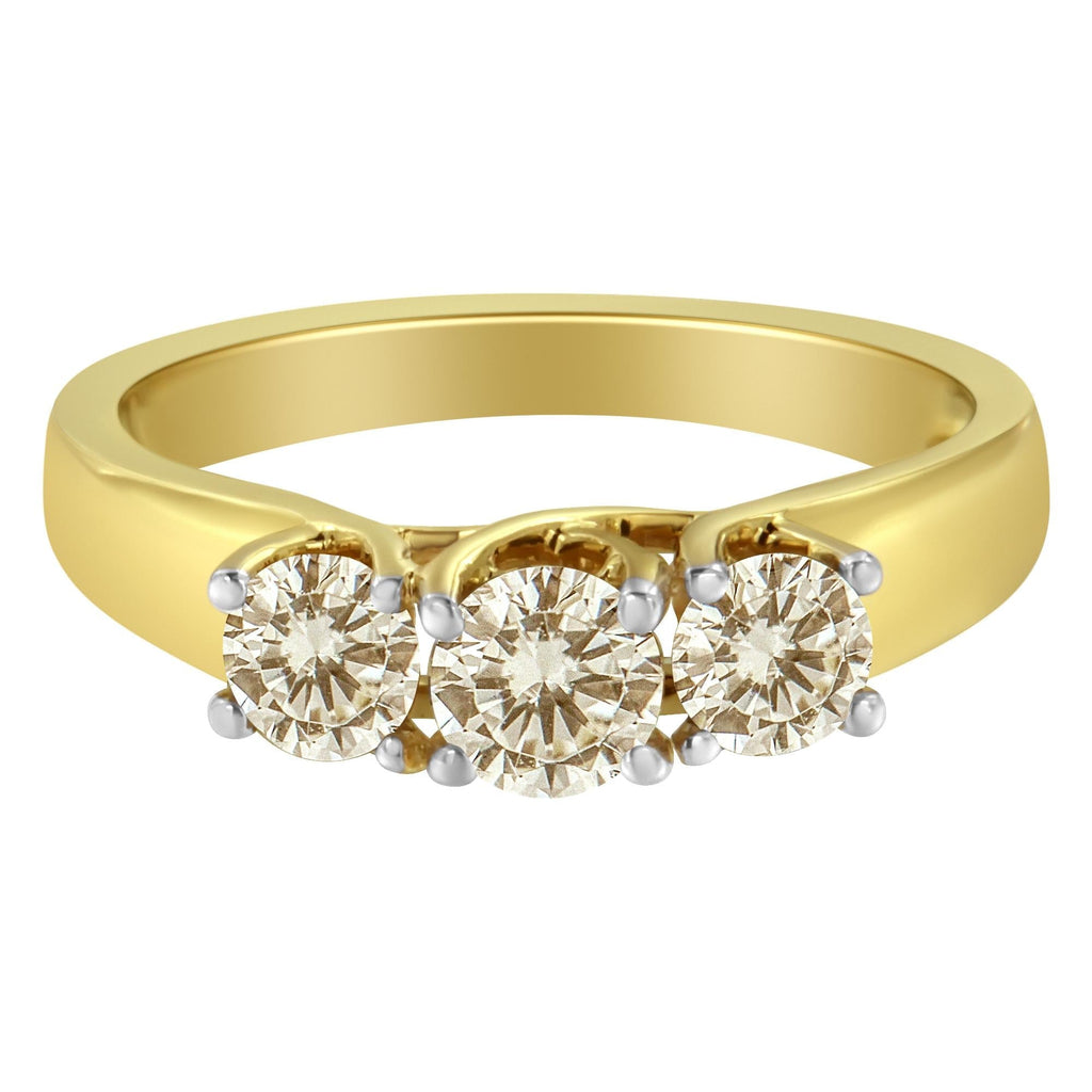 10K Yellow Gold Diamond 3-Stone Ring (1 Cttw, J-K Color, I1-I2 Clarity)