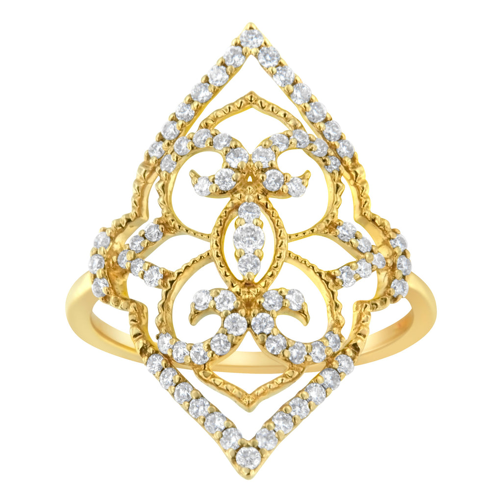 10K Yellow Gold Diamond Cocktail Ring (1/2 cttw, I1-I2 Clarity, H-I Color)