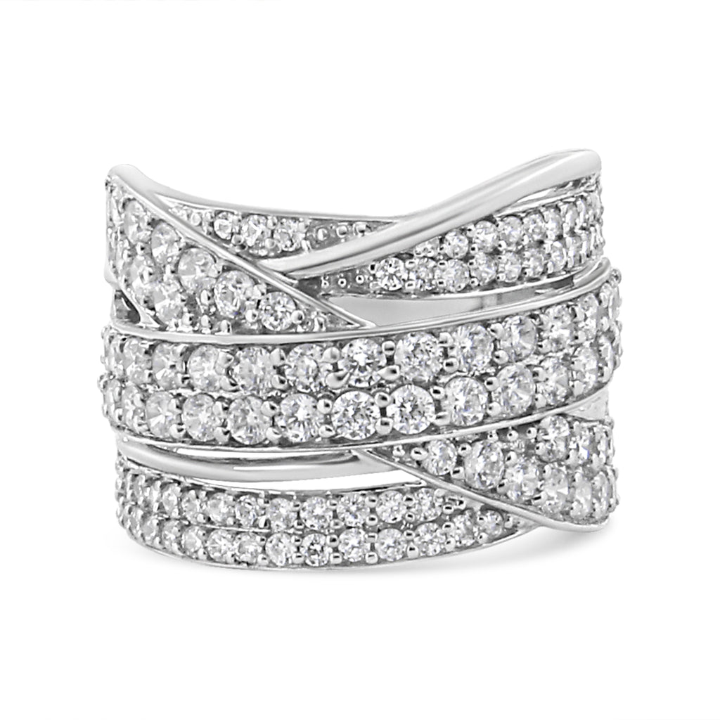 .925 Sterling Silver 2.00 Cttw Round-Cut Diamond Overlapping Bypass Band Ring (I-J Color, I2-I3 Clarity)