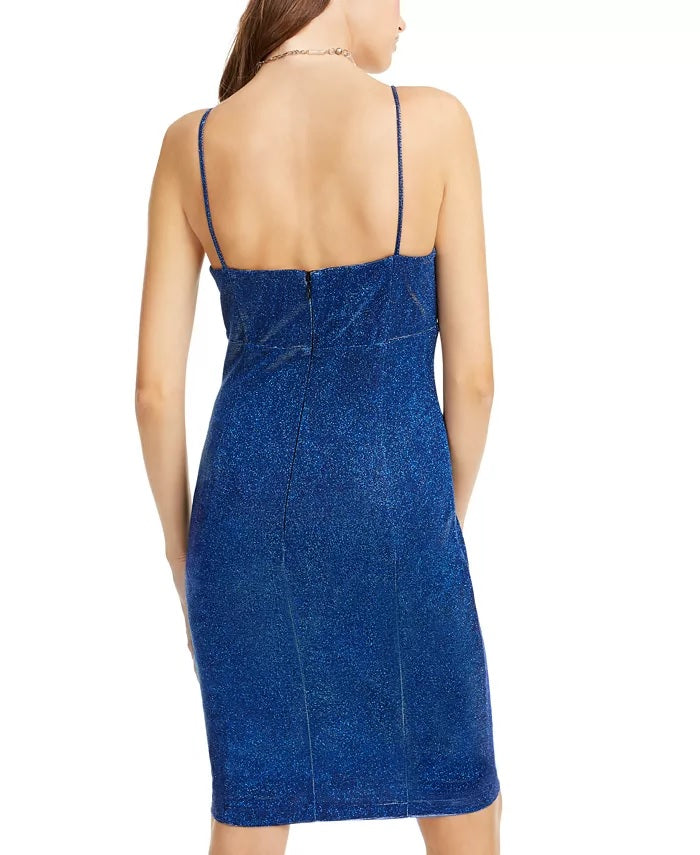 Jump Juniors' Spaghetti-Strap Glitter Dress Blue Size 5/6