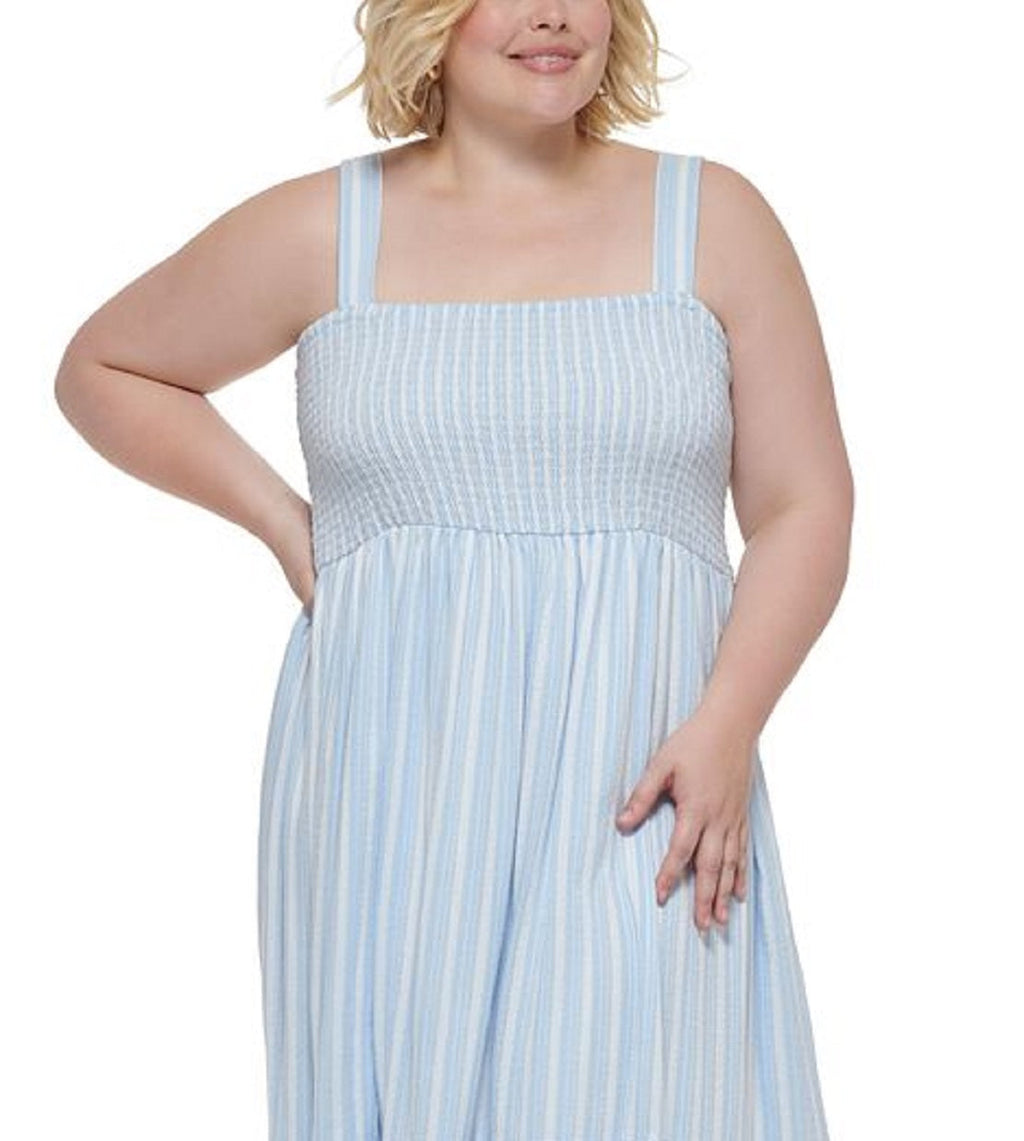 Tommy Hilfiger Women's Smocked Tank Dress Blue Size 1X