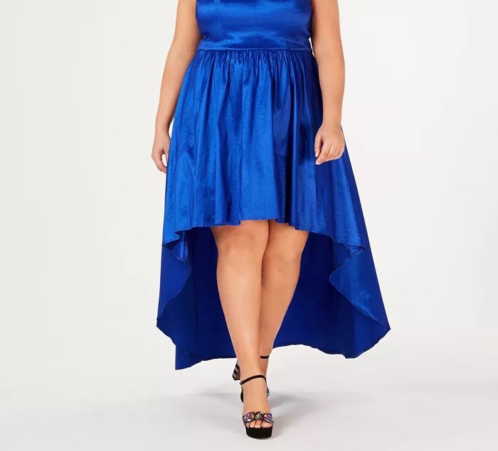 B Darlin Women's Trendy Plus Size High-Low Dress Blue Size 14
