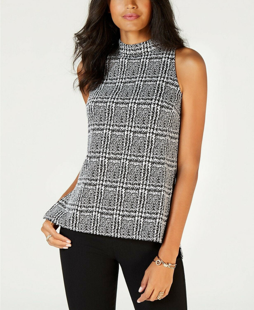 Michael Kors Women's Plaid Tunic Black Size Petite