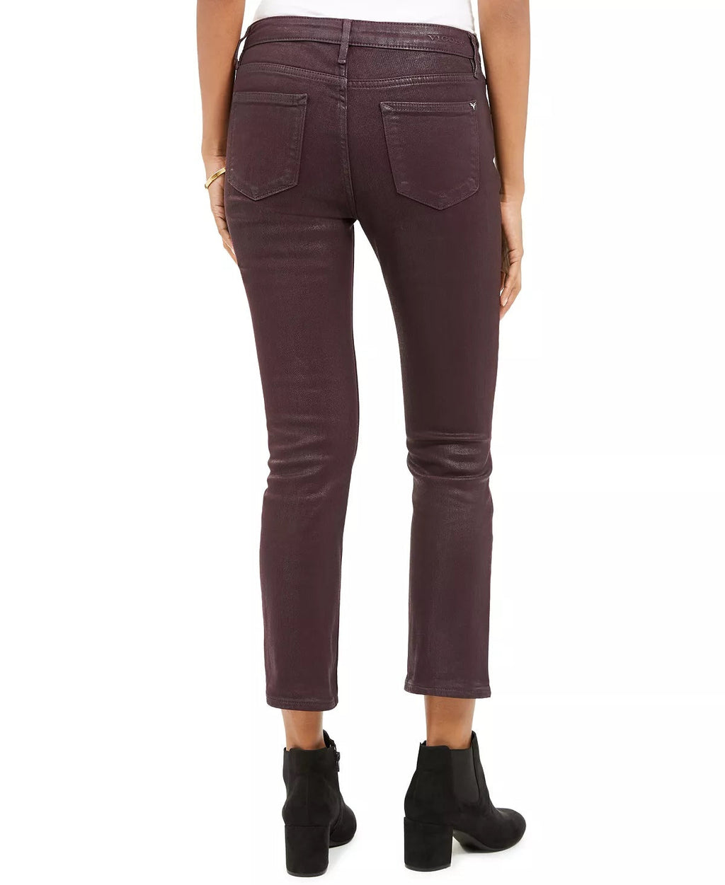 Vigoss Women's Burgundy Coated Straight-Leg Jeans Pink Size 26