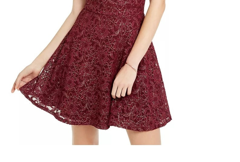 Teeze Me Juniors' Open Back Mesh Cocktail And Party Dress Red Size 5
