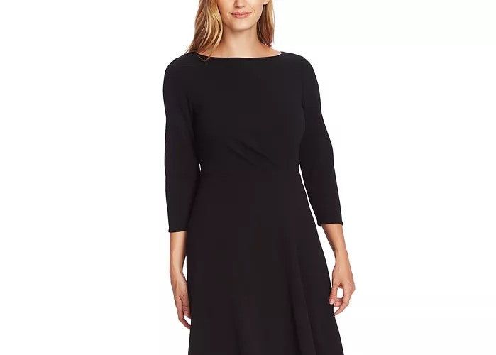 Vince Camuto Women's 3/4-Sleeve Asymmetric A-Line Dress Black Size 0