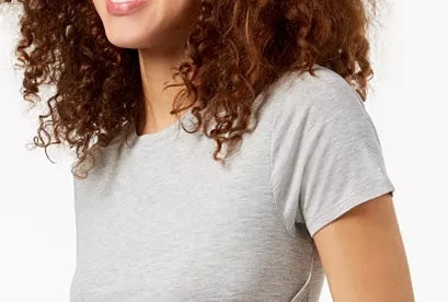 Material Girl Juniors' Tie-Front Cropped T-Shirt Gray Size Medium