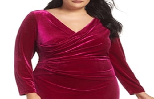 Vince Camuto Women's Plus Velvet Ruched Bodycon Dress Red Size 22W