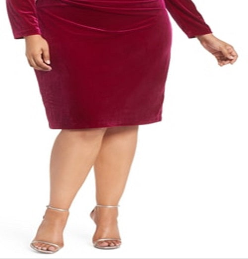 Vince Camuto Women's Plus Velvet Ruched Bodycon Dress Red Size 22W