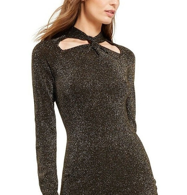 Michael Kors Women's Twist Neck Sweater Dress Gray Size Large