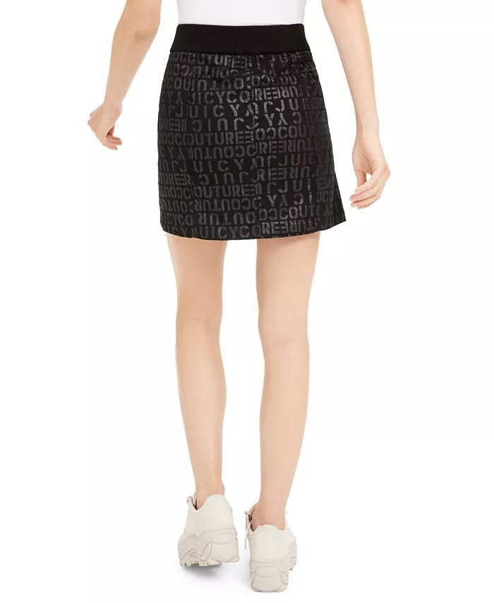 Juicy Couture Juniors' Logo-Printed Denim Mini Skirt Black Size 28
